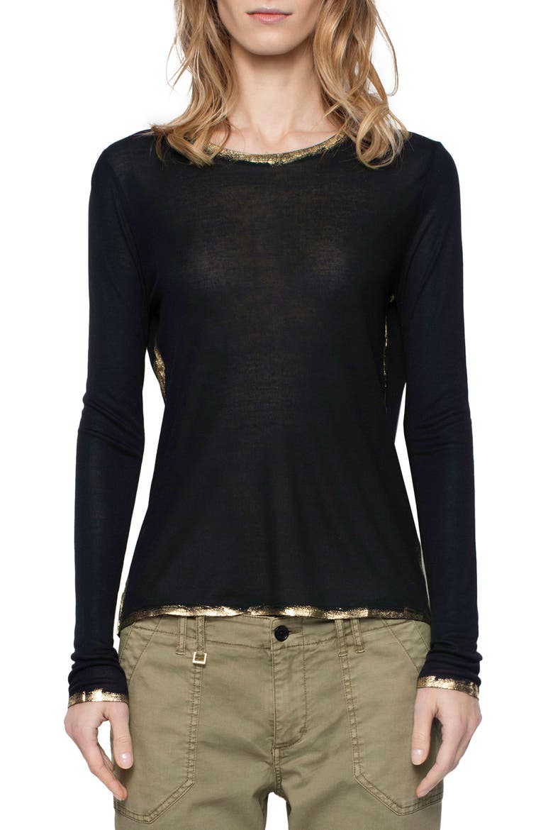 Willy Gold Foil Tee, Main, color, BLACK