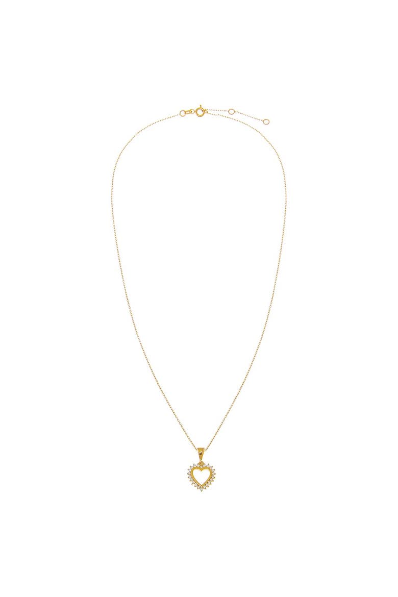 Diamond Rimmed Cutout Heart Pendant Necklace 14K, Alternate, color, 14K Gold