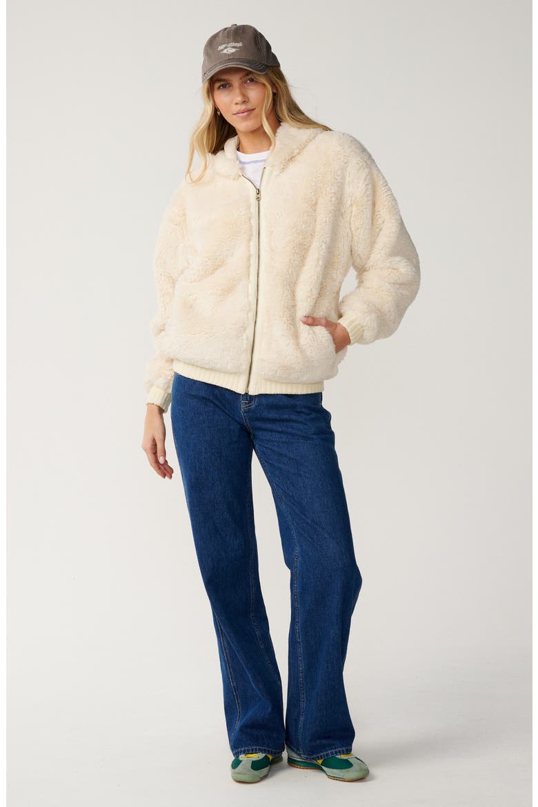 Bossa Nova Fluffy Faux Fur Hooded Jacket, Alternate, color, BONE