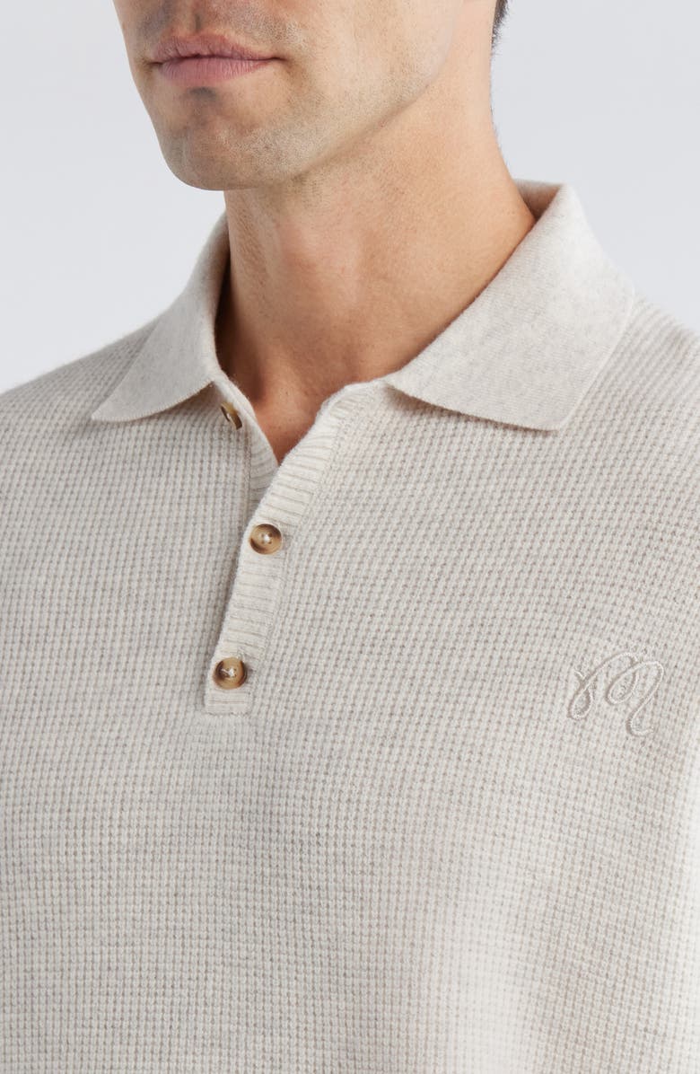 Malbon Golf Gauge Long Sleeve Wool Polo, Alternate, color, Ivory