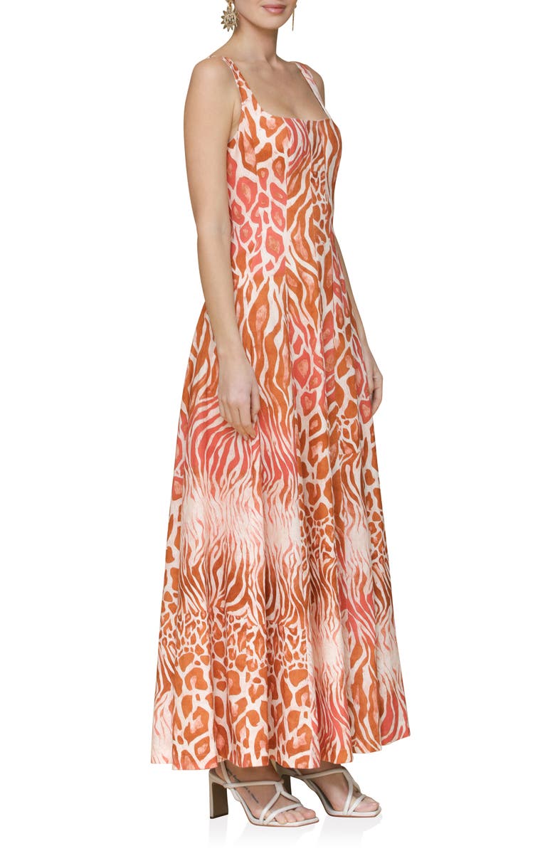 Avec Les Filles Mixed Animal Print Paneled Linen Blend Maxi Dress, Alternate, color, Tabloid Animal Neutral