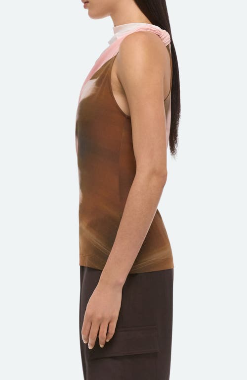 Helmut Lang Batik Print Ruched Sleeveless Top In Multi