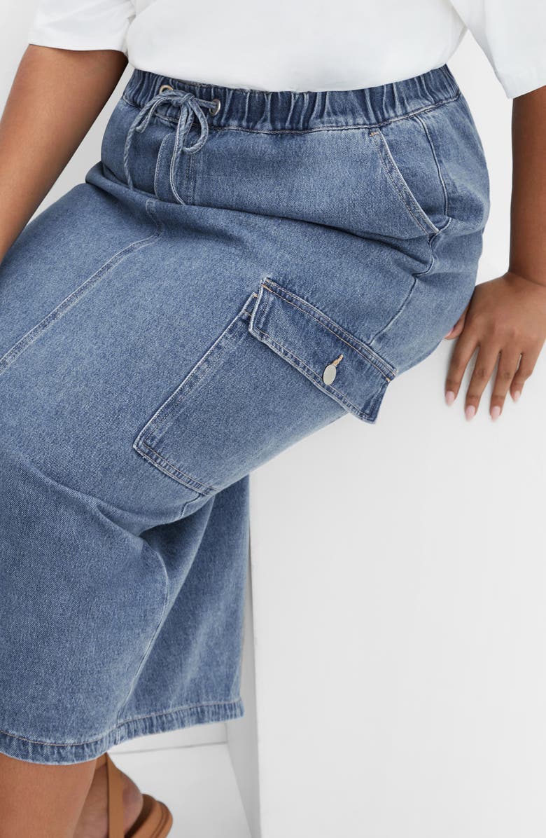 City Chic Alexis Tie Waist Denim Skirt, Alternate, color,