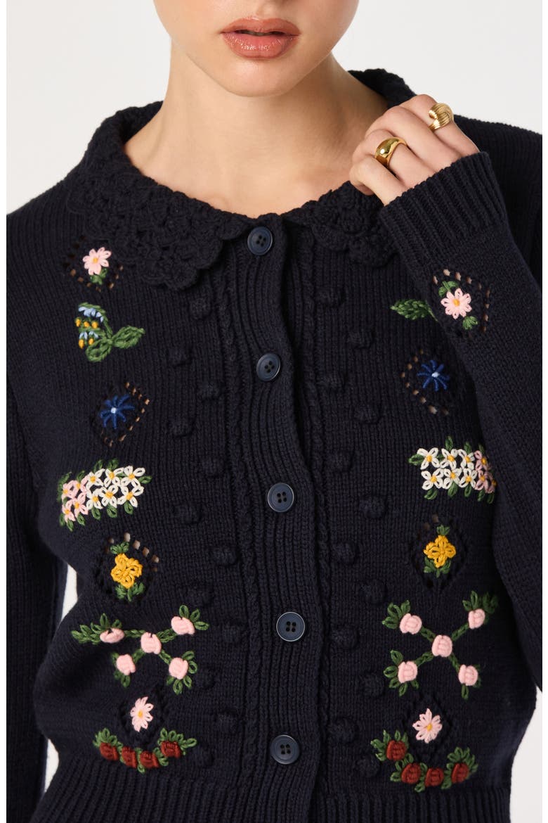 Dallyn Embroidered Cardigan, Alternate, color, NAVY FLORAL