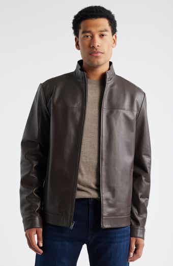 Nordstrom Stand Collar Leather Bomber Jacket