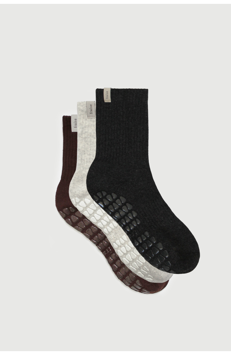 Fraise The Nocturne Set Grip Socks, Main, color, Espresso/Graphite/Heather Oat