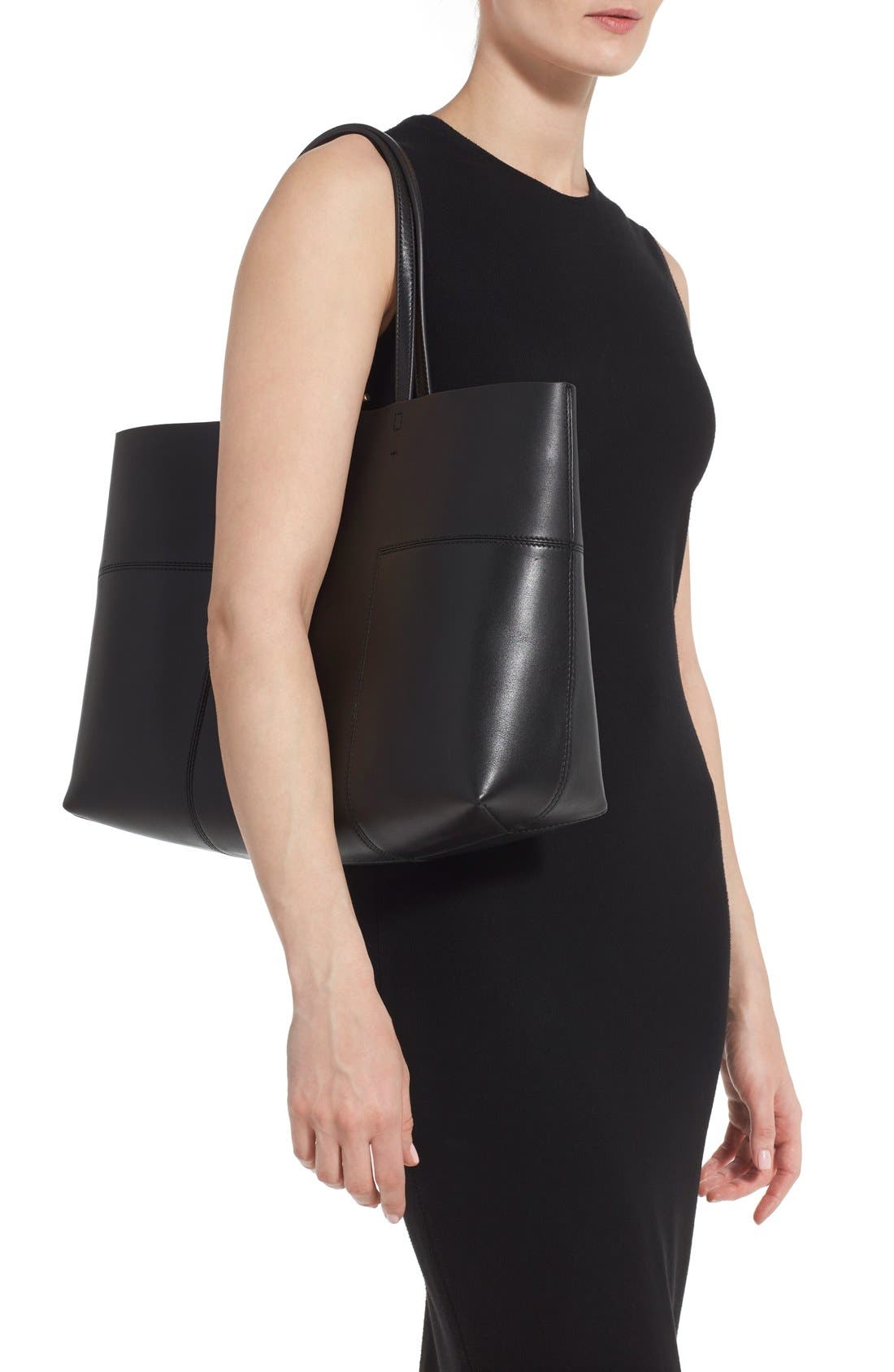 Tory Burch 'Block-T' Leather Tote, Alternate, color, 