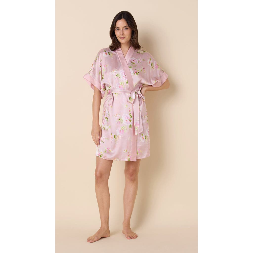 The Cat's Pajamas Silk Kimono Robe In Pink