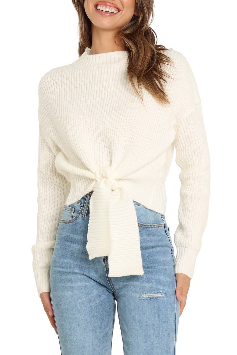 Captivate Tie Hem Sweater, Main, color, CREAM