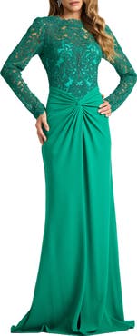 Tadashi Shoji Corded Lace & Crepe Gown