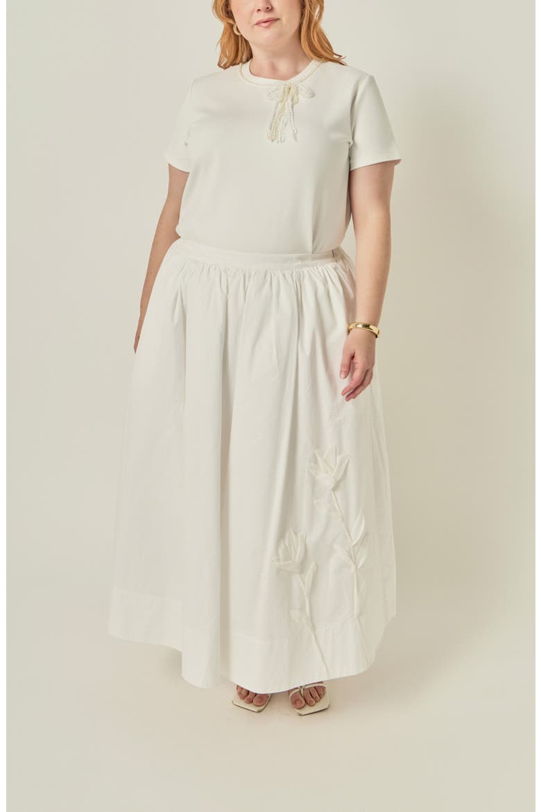 Pearly Bead Lace Bow Top, Alternate, color, WHITE