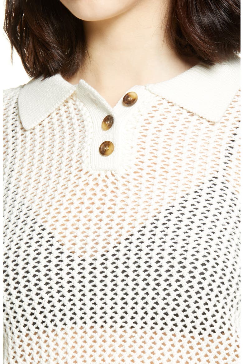 Organic Cotton Polo Sweater, Alternate, color, IVORY