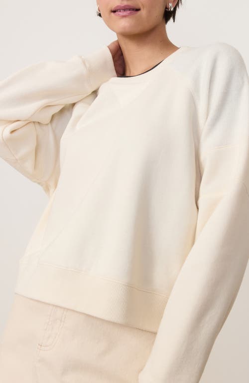 Marine Layer Cloud 9 Crop Mixed Media Sweatshirt In Antique White