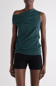 Dries Van Noten Draped Cotton Jersey One-Shoulder Top