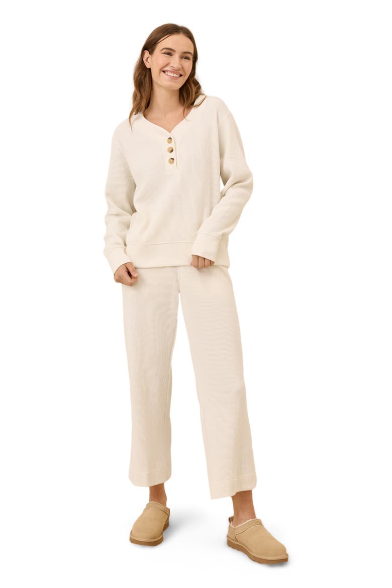 Thermal Waffle Henley Pullover, Alternate, color, Pearl