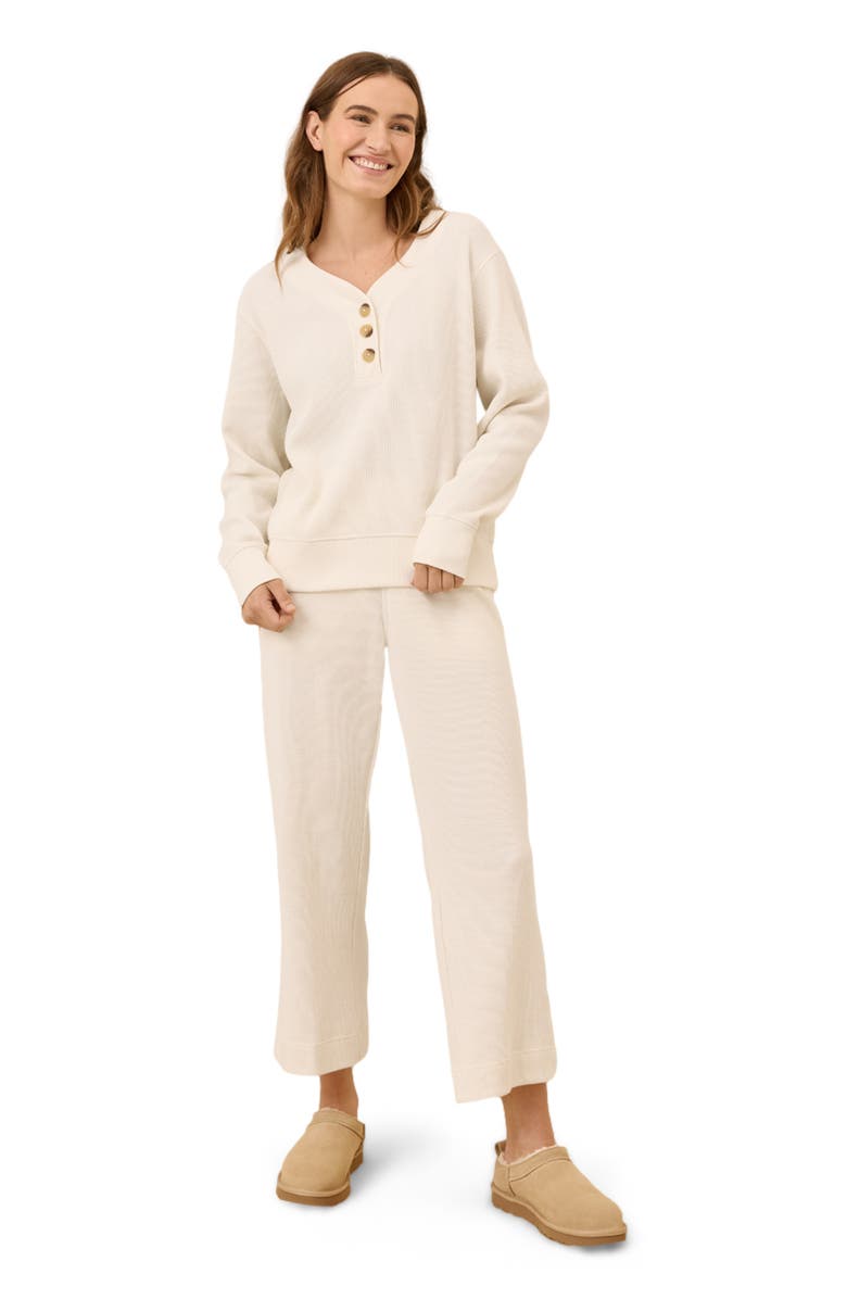 Pact Thermal Waffle Henley Pullover, Alternate, color, Pearl
