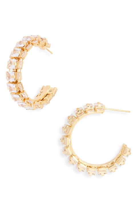 Stone Hoop Earrings