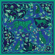 Jessie Zhao New York Double Sided Silk Scarf Of Leopards In The Verdant Wild - Large