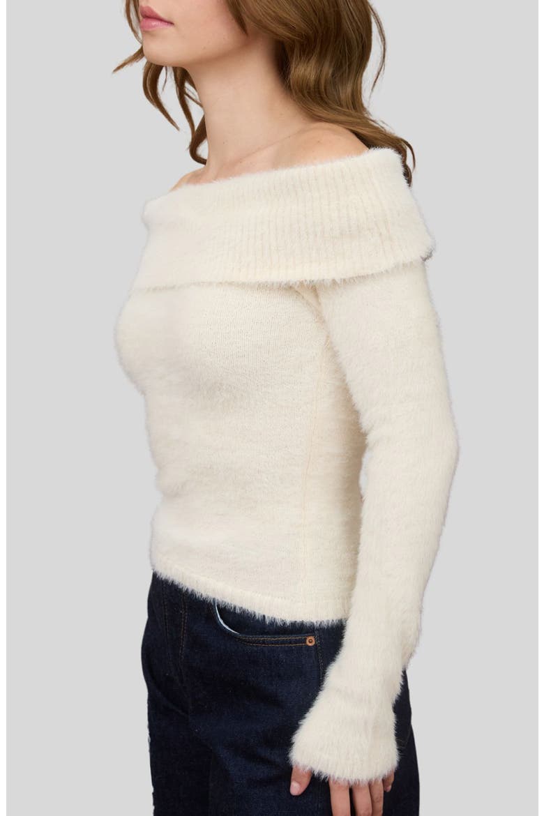Off-the-Shoulder Long Sleeve Sweater, Alternate, color, CREAM