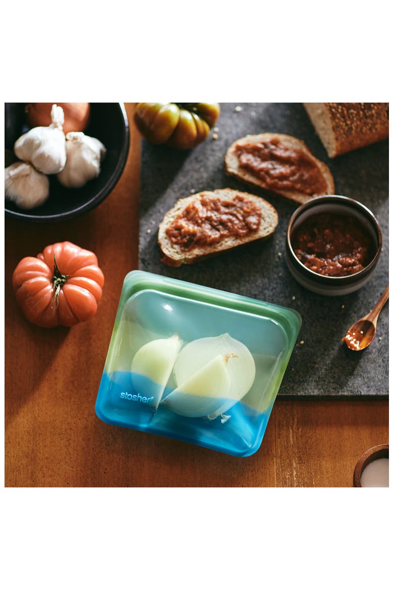 Sandwich Reusable Silicone Storage Bag, Alternate, color, GREEN OMBRE