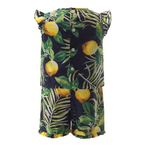 Rachel Riley Lemon Ruffle Set In Navy