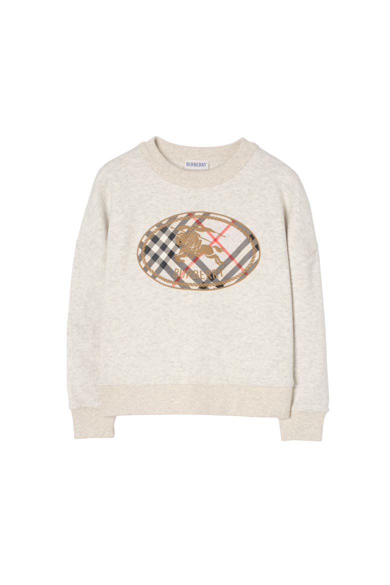 Knight Check Cotton Sweater, Main, color, White melange
