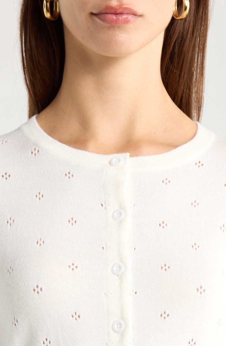 ASTR the Label Denise Button Front Cardigan, Alternate, color, Off White