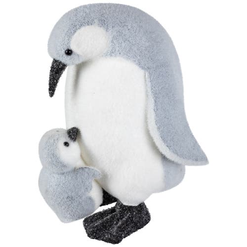 Northlight Mother Penguin With Chick Christmas Figurine In Blue