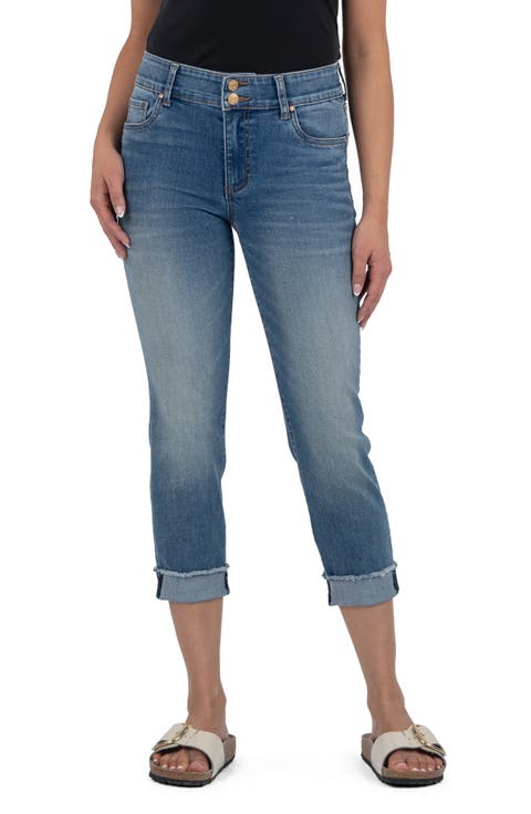 Amy Low Rise Crop Slim Straight Leg Jeans (Kindness)