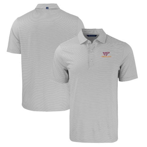 Men's Cutter & Buck  Gray/White Virginia Tech Hokies Forge Eco Double Stripe Stretch Recycled Polo