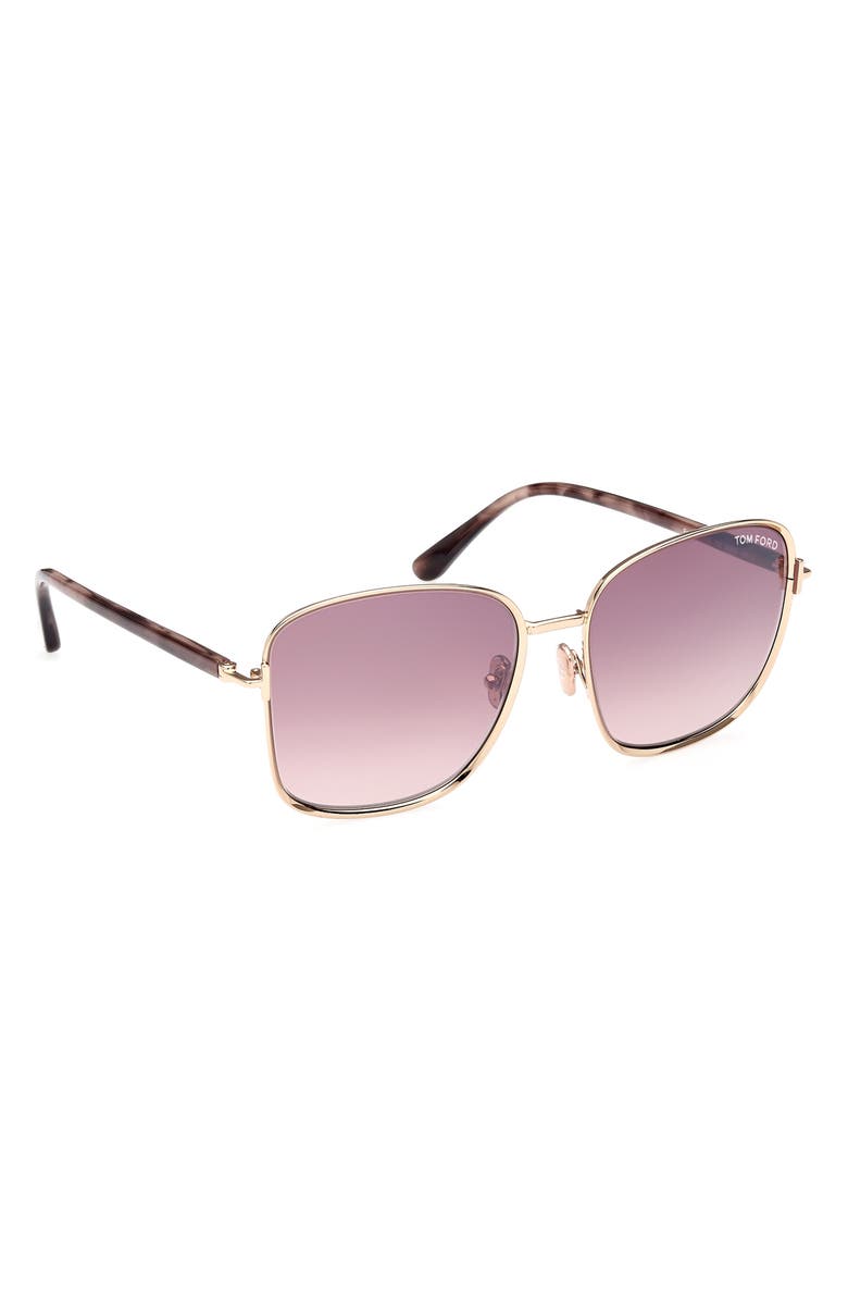 TOM FORD Fern 57mm Square Sunglasses, Alternate, color, Shiny Rose Gold / Gradient