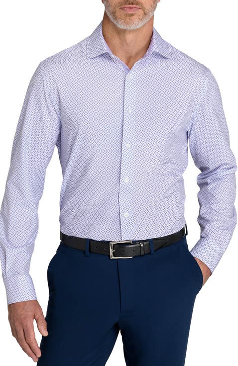 Slim Fit Patchwork Diamond Performance Dress Shirt