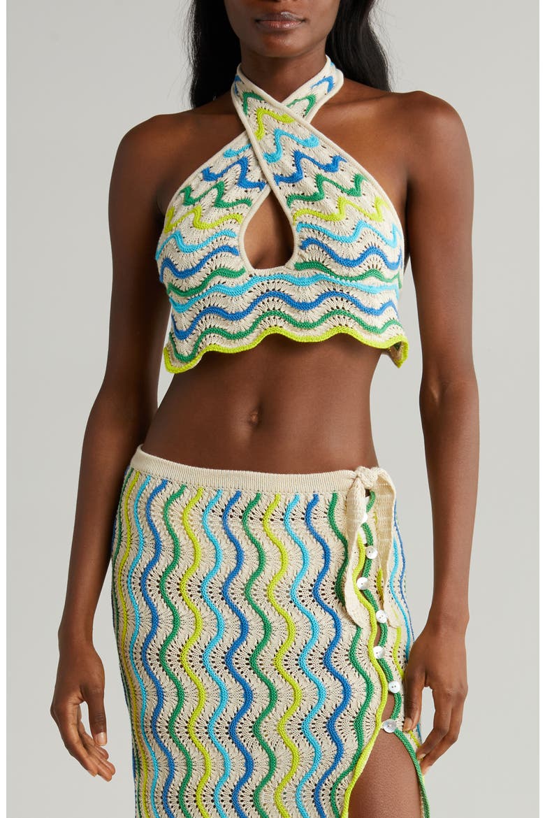 Jade Halter Crop Sweater Cover-Up Top, Main, color, JADE MULTI