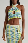 Capittana Jade Halter Crop Sweater Cover-Up Top