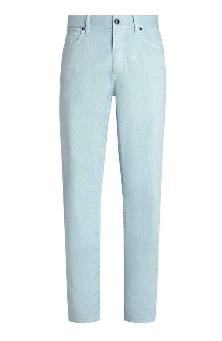 ZEGNA Roccia Slim Fit Linen & Cotton Stretch Twill Jeans, Main, color, Light Blue Fantasy