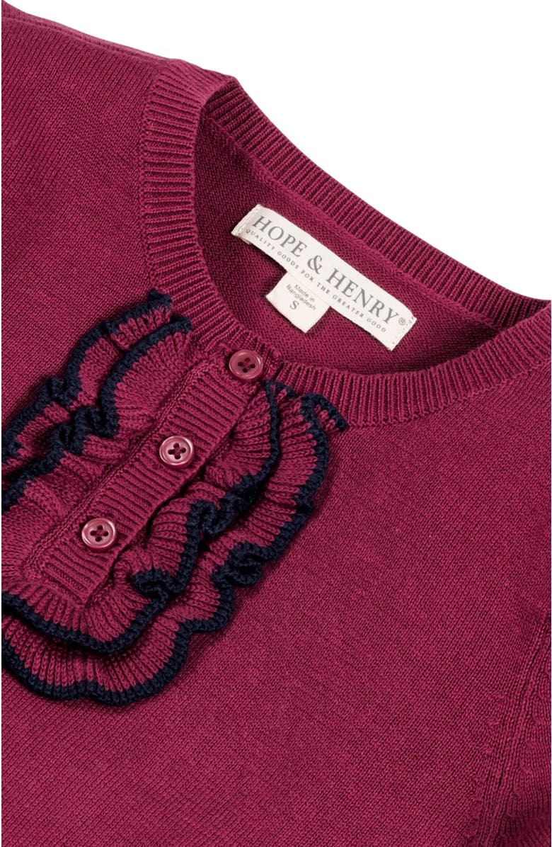 Hope & Henry Baby Girls' Organic Ruffle Henley Sweater, Infant, Alternate, color,