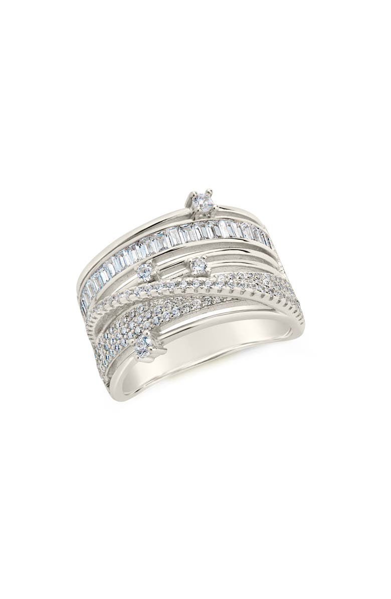 Sterling Forever Raven CZ Layered Ring, Alternate, color, Silver