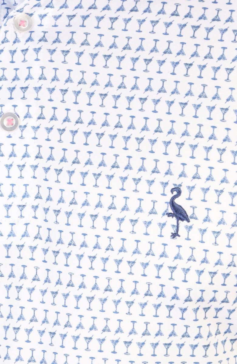 TailorByrd Martini Glasses Print Performance Polo, Alternate, color, White