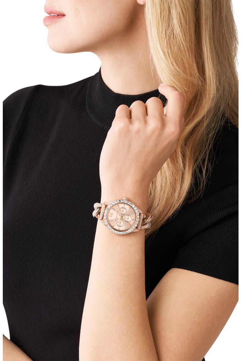 Layton Pavé Chronograph Bracelet Watch, 39mm, Alternate, color, ROSE GOLD