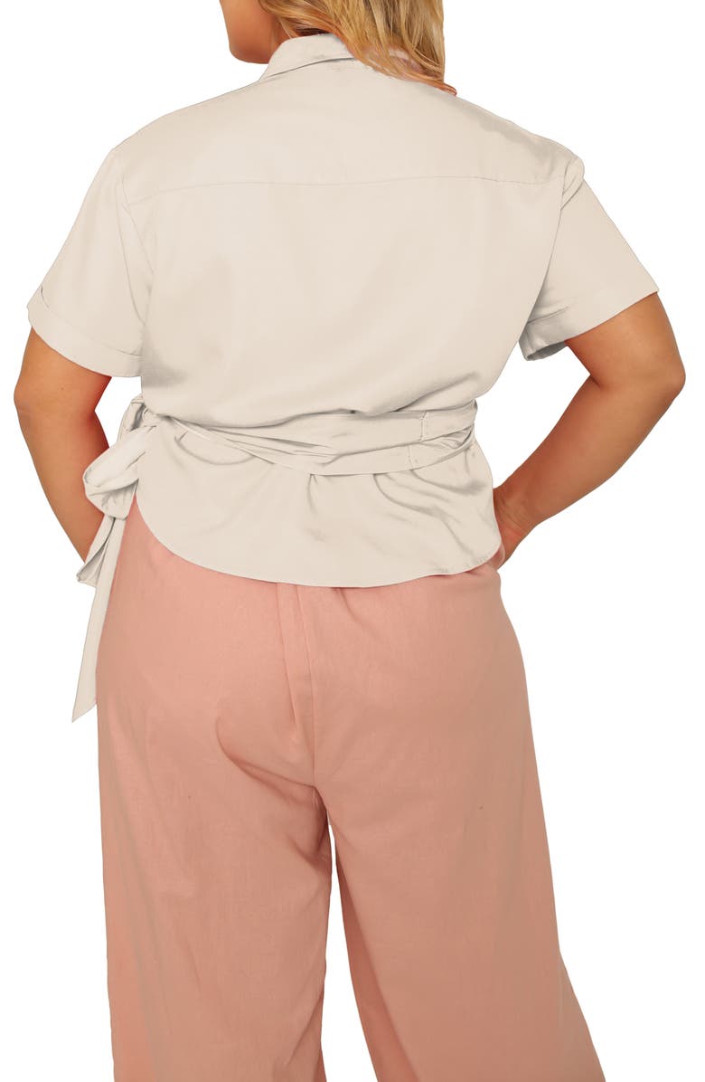 Standards & Practices Iris Short Sleeve Wrap Top, Alternate, color, Beige