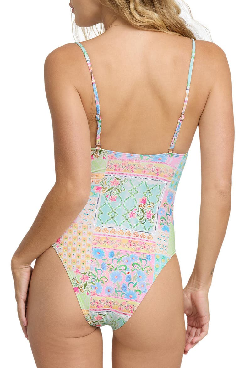 Love Crush V-Wire One-Piece Swimsuit, Alternate, color, GREEN WHITE MULTI