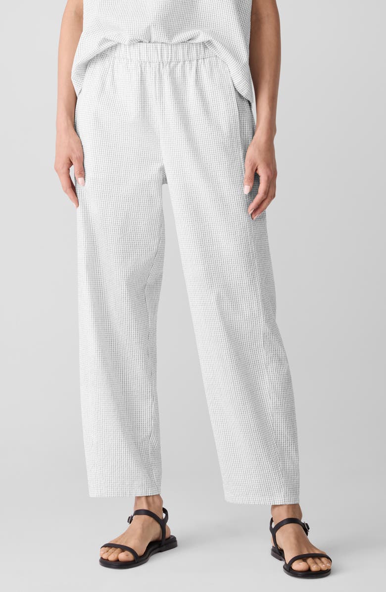 Eileen Fisher Check Organic Cotton Lantern Ankle Pants, Main, color,