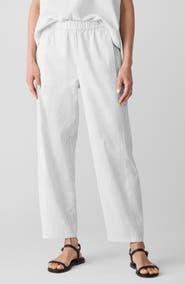 Eileen Fisher Check Organic Cotton Lantern Ankle Pants