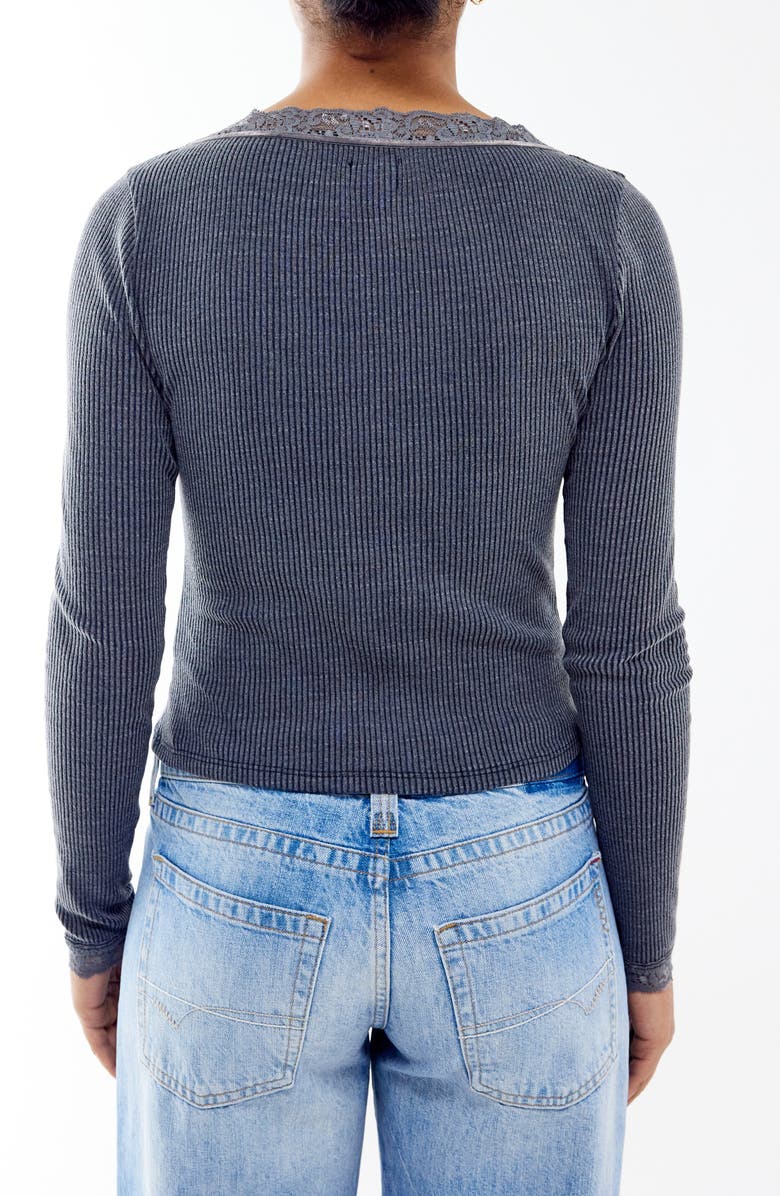 BDG Urban Outfitters Lace Trim Rib Cardigan, Alternate, color, 