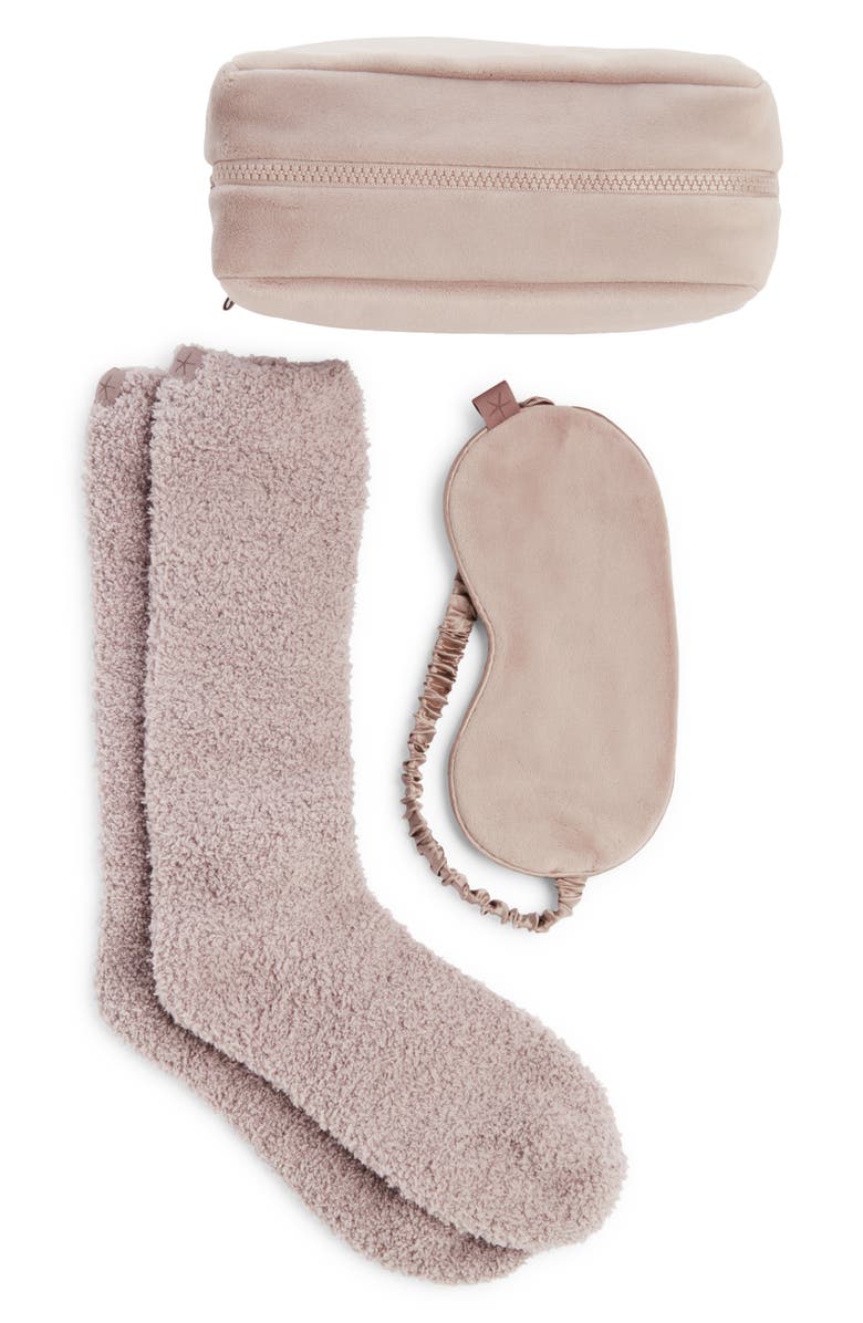 Barefoot Dreams<sup>®</sup> Luxe Chic Eye Mask & Socks Set, Alternate, color, Deep Taupe