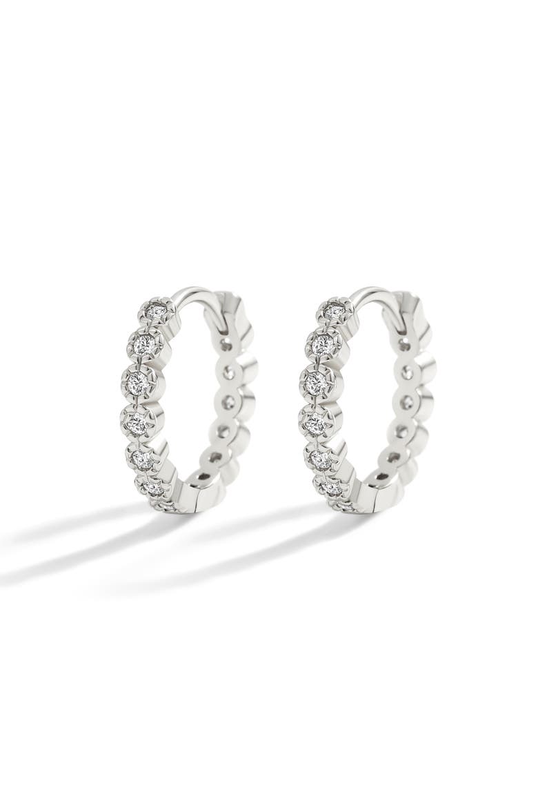 Shimmer Huggie Hoop Earrings, Main, color, Silver