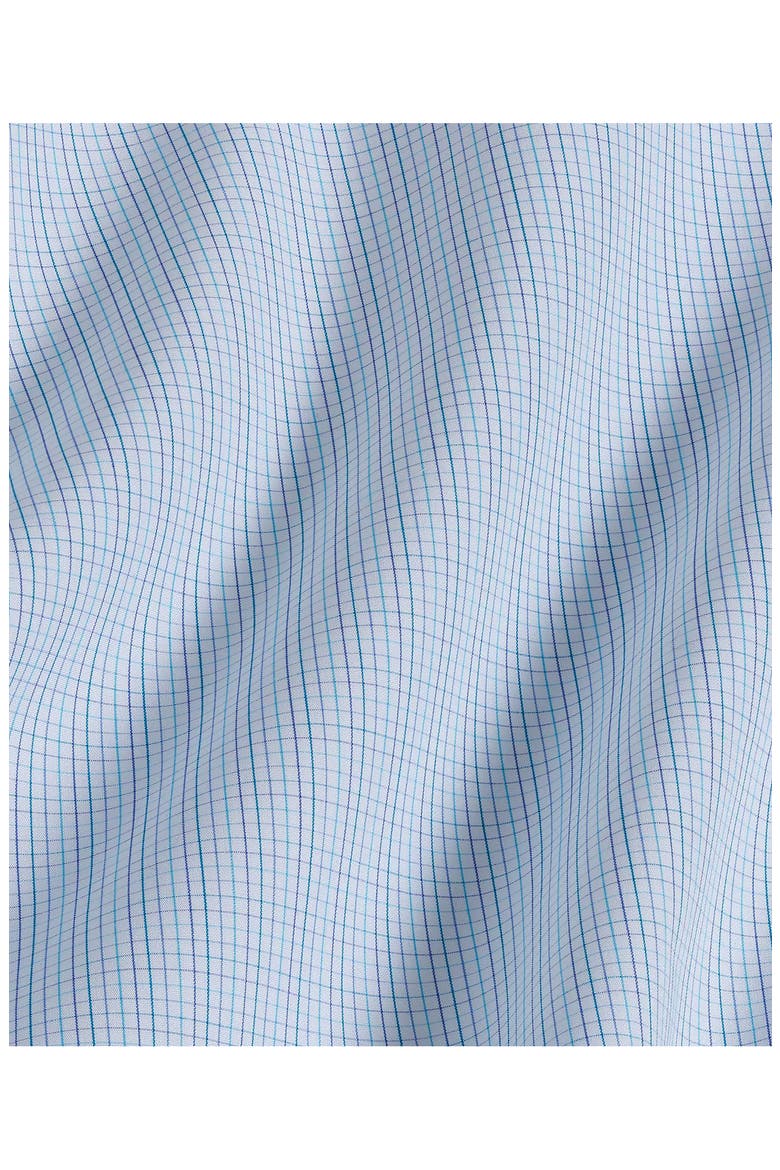 Trim Fit Tattersall Check Cotton Dress Shirt, Alternate, color, WHITE/ OCEAN