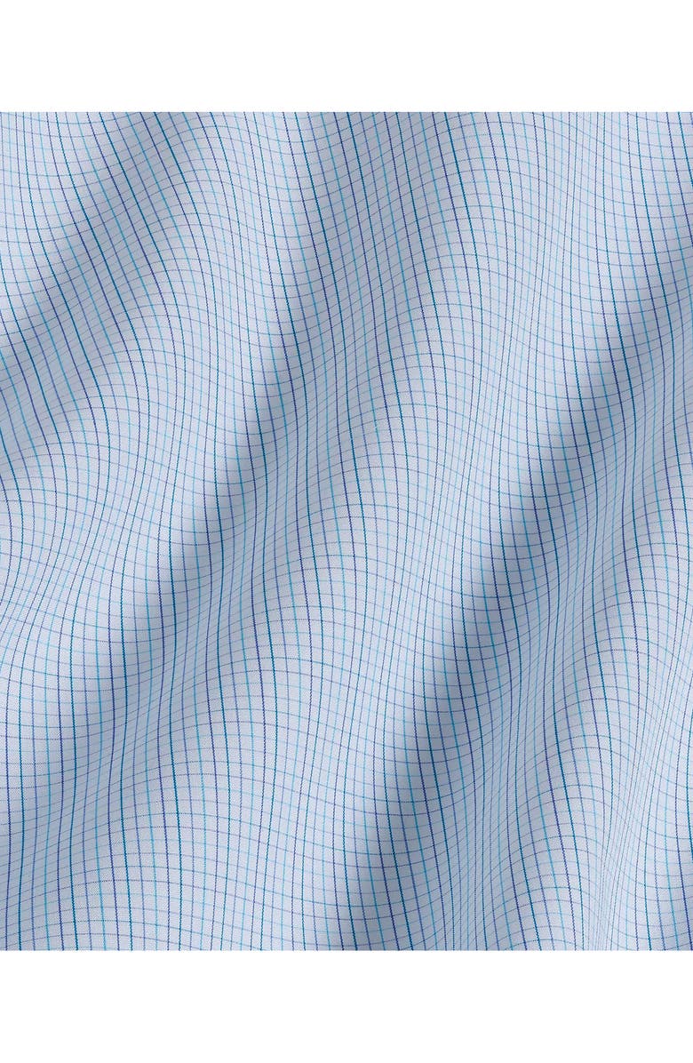 David Donahue Trim Fit Tattersall Check Cotton Dress Shirt, Alternate, color, White/ Ocean