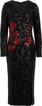 Elie Tahari The Aurora Long Sleeve Sequin Dress