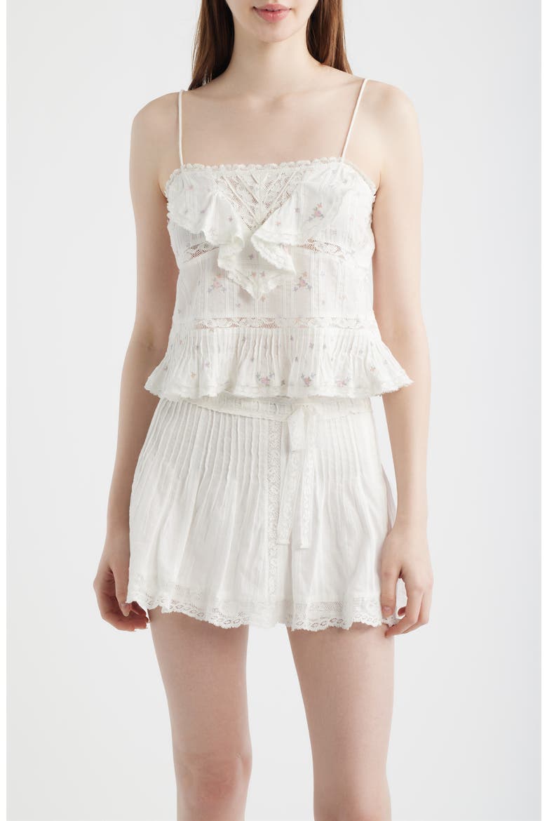 Ondeline Embroidered Ruffle Camisole, Main, color, SUN BLEACHED MEADOW
